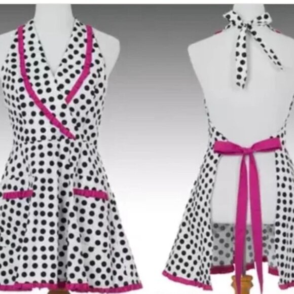 Unique Vintage Polka Dot 1940s 1950s Vintage Style Retro f Pin Up Apron #27 - Picture 1 of 4